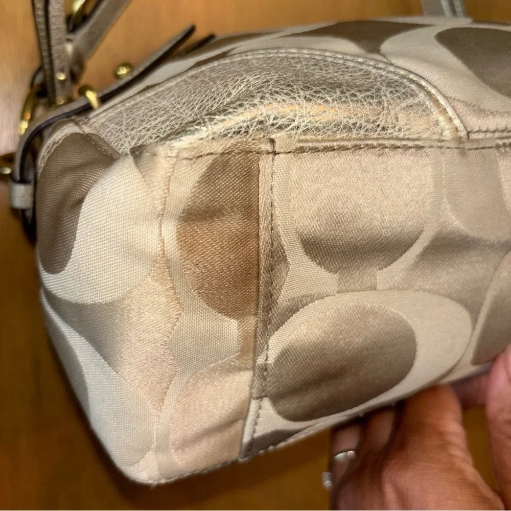 Coach Tan and Gold Shoulder Bag
